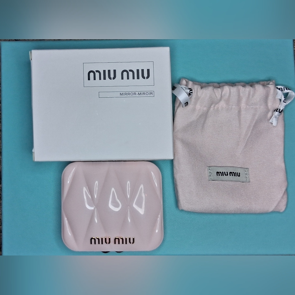 Miu Miu Pink Quiltrd Compact Mirror